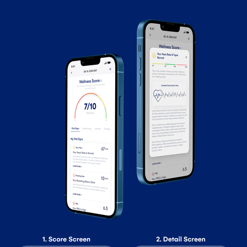 Wellness "vital signs" app - redesign Design by Pritesh P