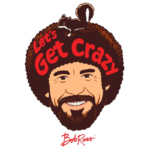 Bob Ross Beret - Lets Get Crazy Sticker