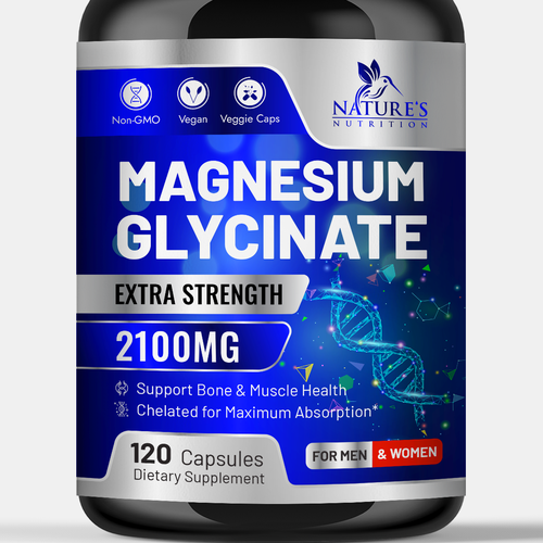 Natural Magnesium Glycinate Design needed for Nature's Nutrition Design by TUNSAY