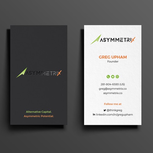 Design a cool, edgey but sophisticated business card for an alternative investment firm. Design von TanLearn