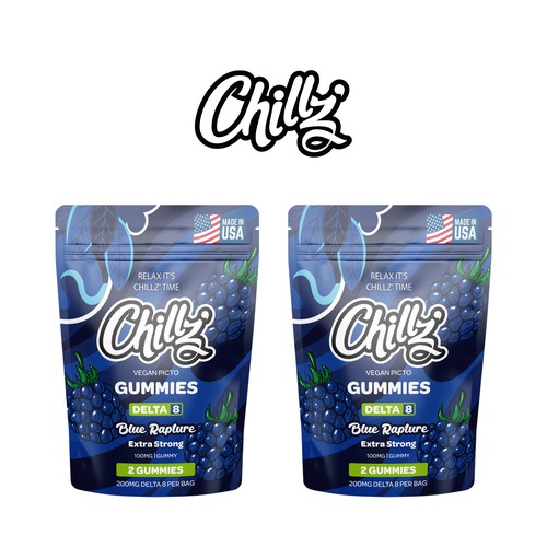 CHILLZ CBD Brand need his new packaging for his DELTA 8 Gummies Design by creationMB