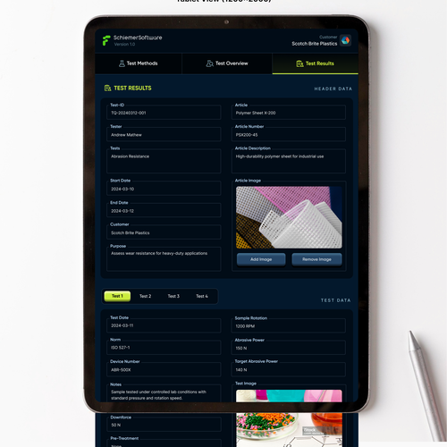 A desktop web UI design for a plastic quality testing software Design by Peninsula Studioz
