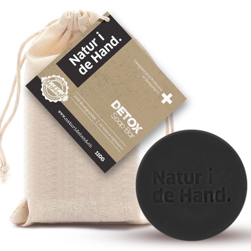 Eye-catching, trendy and environmentally friendly packaging for shampoo bar and natural soap produce Design by intanamir
