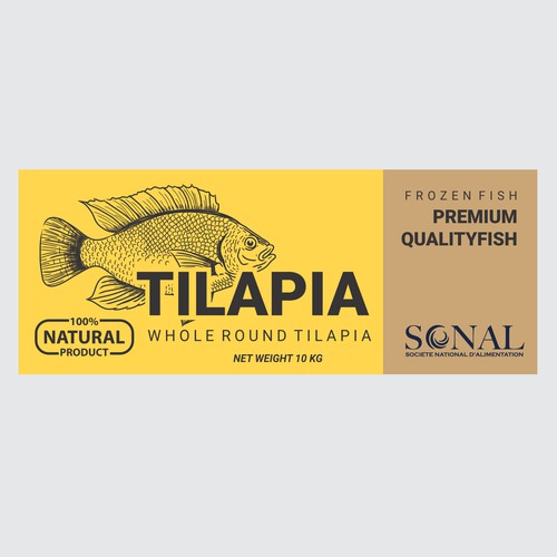 TILAPIA MASTER CARTON WITH YELLOW BACKGROUND Design by Moi_Designers