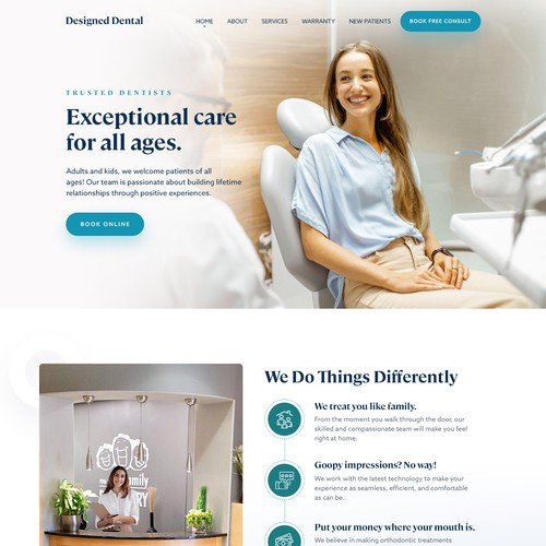 Home page for dental practice Design by monodeepsamanta