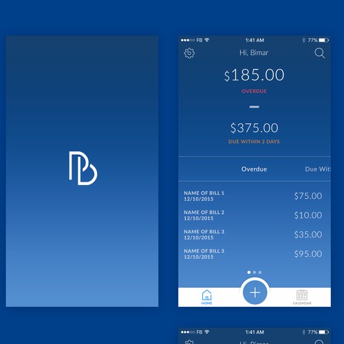 Bill organizer app new design concurso Design de aplicativo