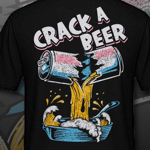 Breakfast Beers Kegs and Eggs illustrated graphic tee Design by marcuz030