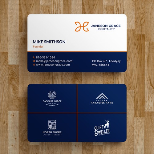 Design Create a modern and clean business card for a parent company with 4 subsidiaries por Roni_