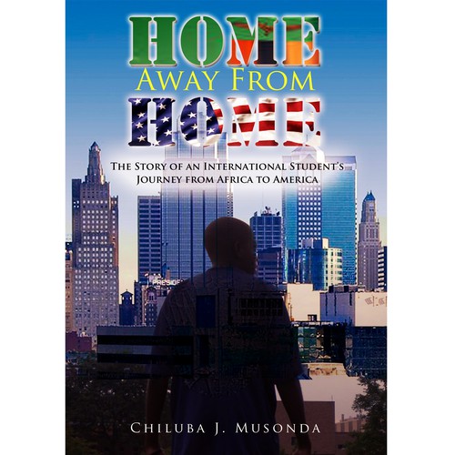 A book cover illustrating the journey of an international student from Africa to America Design by sddesigns12