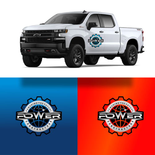 Can we put the logo on a 2020 White Chevy Silverado crew cab truck, on the front door Design by kimna.dsgn