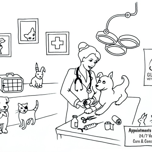 Create a Kid-friendly Veterinary Picture to promote Glen Mills Veterinary Hospital Design by birdyh