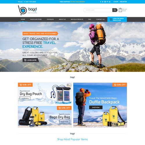 Designs | Redesign Brand Language and HomePage - Bago Travel Bags | Web ...