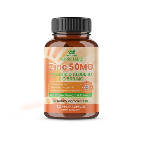 We need a "beautiful bottle label" for Zinc and Vitamin D3 supplement - Redesign Design by Designlifelk
