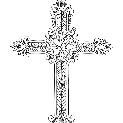 Cross Tattoo Designs With Scrolls Clipart