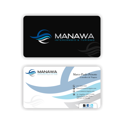 Please create a great Business Card design for travel agency Manawa! Design by Parth Soni