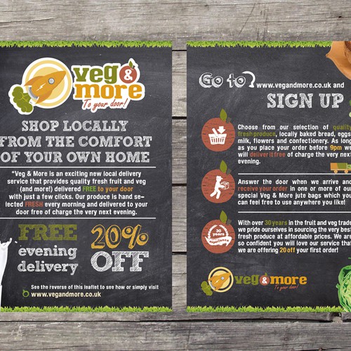 Veg & More needs an eye catching leaflet design! Design by Vickykoump