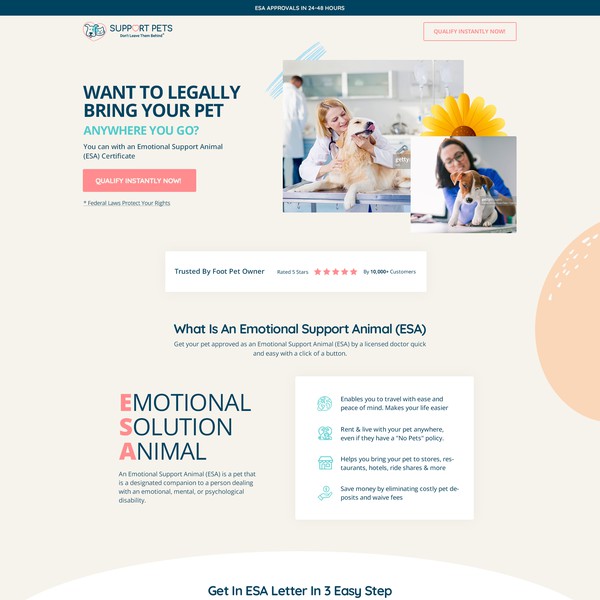 Trustworthy Emotional Support Animal Landing Page