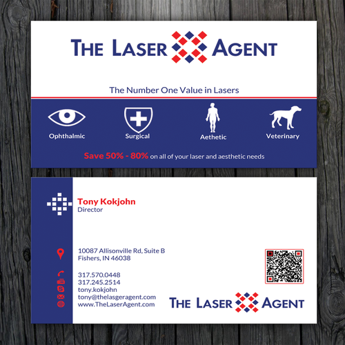 Create a modern, memorable business card for The Laser Agent! Design by ™SF_Design™