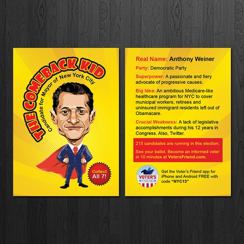 Superhero Trading Card Template for Voter's Friend | Postcard, flyer or