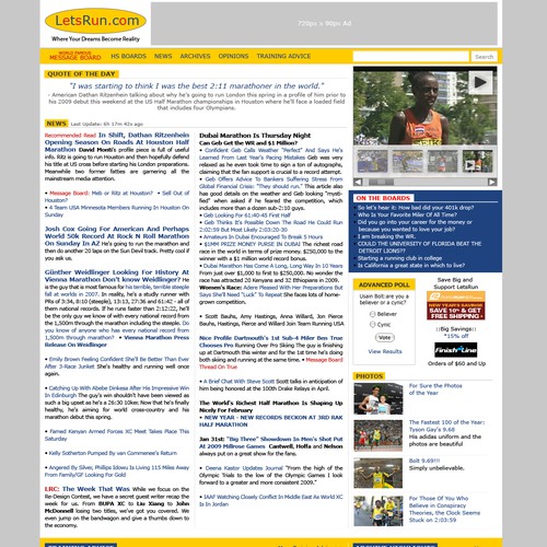 LetsRun.com Homepage Re-Design/Cleanup Diseño de scpynkeal