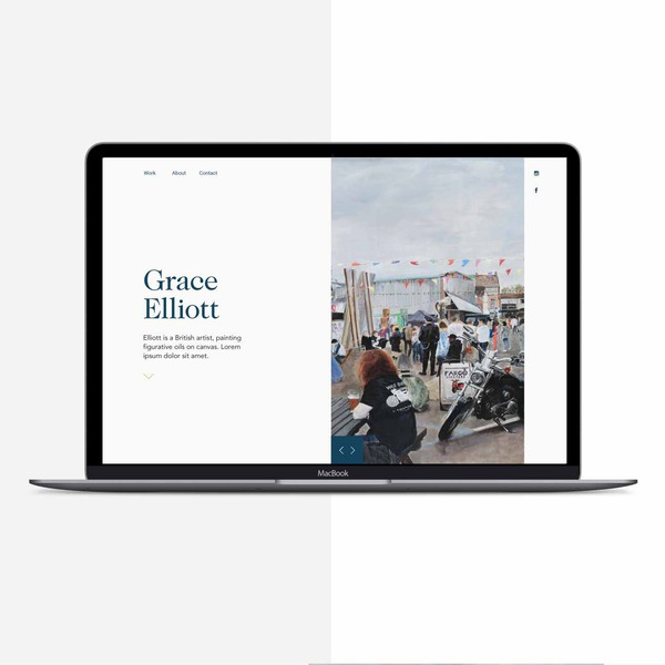 Design réalisé par HannahLaneDesign et intitulé "Artist Website Concept"