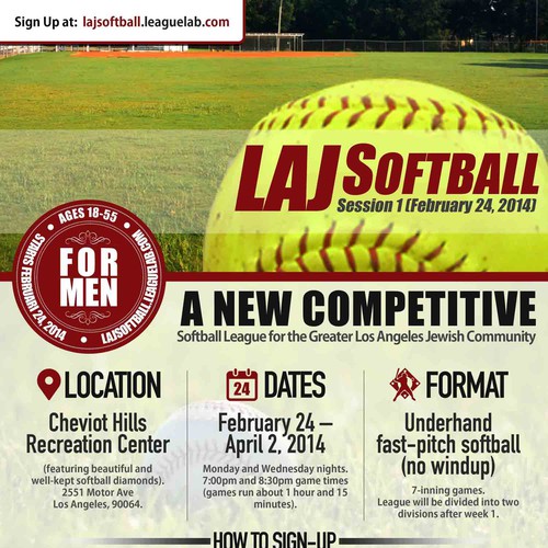 Create a simple, yet appealing flyer for a new private softball league ...