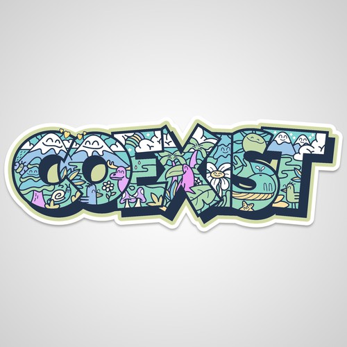 NEED FUN AND COLORFUL "COEXIST" STICKER ILLUSTRATED Design by PEDROVALERODSGN ✅