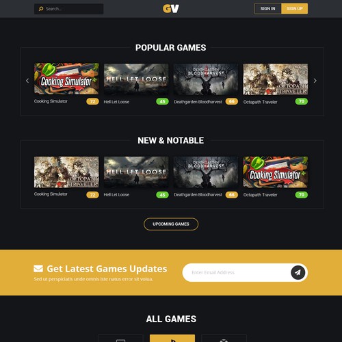 Design the landing page of a video game review website Réalisé par Kreativeclass