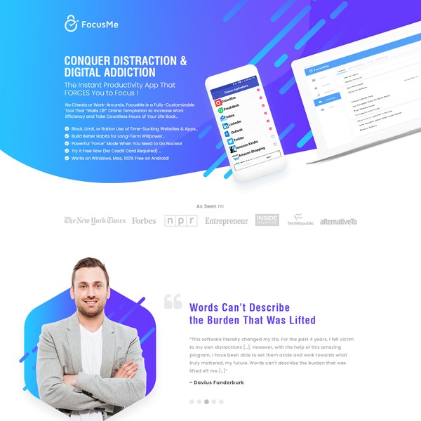 Landing page design