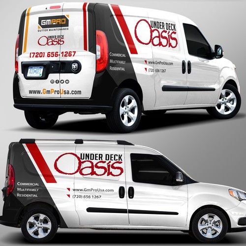 Create a van wrap advertising 2 businesses on 1 van (half/half) Design réalisé par Syns&Graphix™