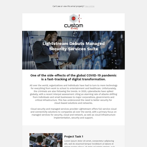 "Need a professional newsletter to convey changes and updates to a managed IT environment" winning Business card