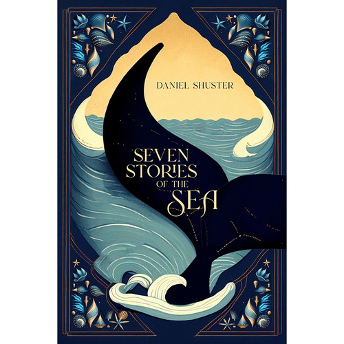 Design a whimsical storybook cover for a collection of fables about sea creatures Design by Llywellyn