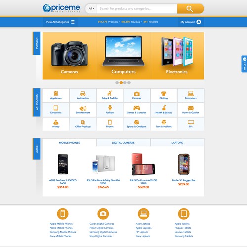 New homepage for popular Price Comparison site Design by Gerardo Betancourt