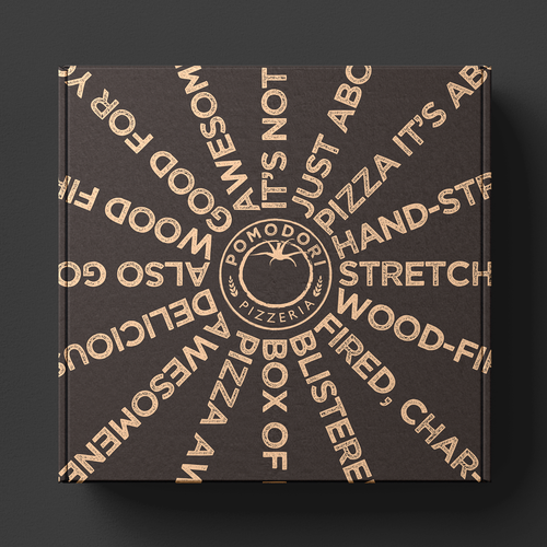 Fun, functional pizza box for Neapolitan pizzeria. Design by studio akka
