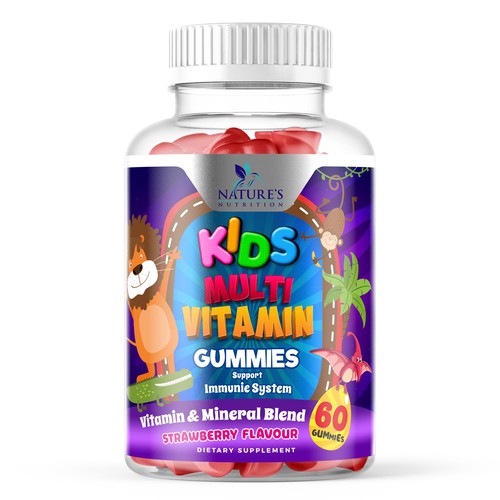 Tasty Kids Multivitamin Gummies Product Label for Nature's Nutrition Design by Designer_John