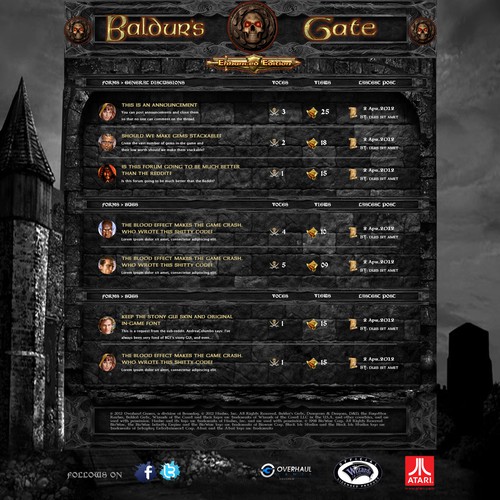 New Baldur's Gate forums need design help Design por It's My Design