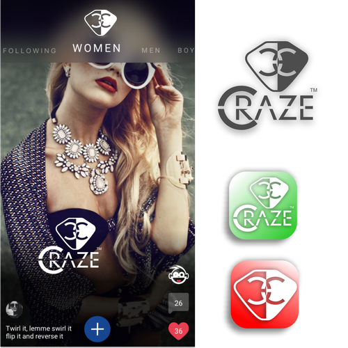 Sophisticated, luxury, edgy social shopping app icon/logo Design by HaraldKor