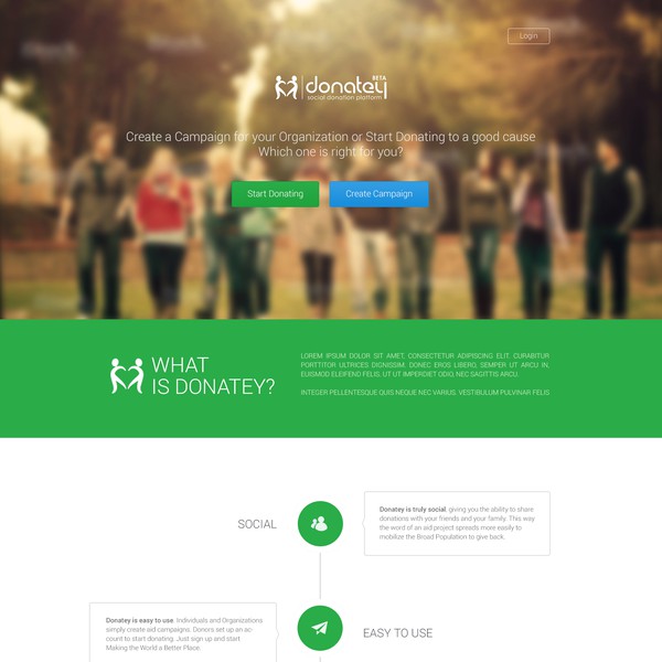 Landing Page for Donation Site
