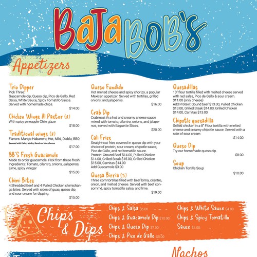 Menu contest entry by Jenna Lynn Design