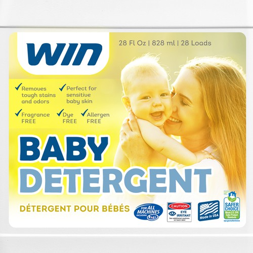 WIN Baby Detergent bottle label Design by Air_designs