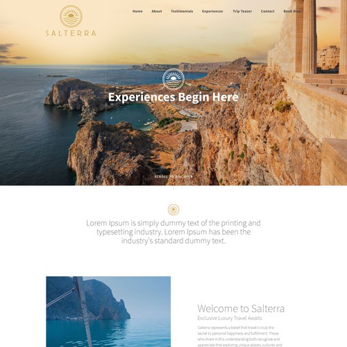 Create a beautiful dreamlike landing page for a luxury travel experience. Design by Web Hub