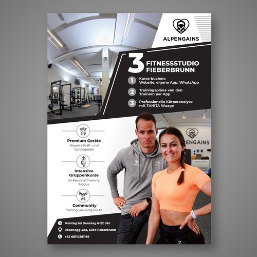 a5 poster design for special gym in the mountains / Community & Training... Design by Dzhafir