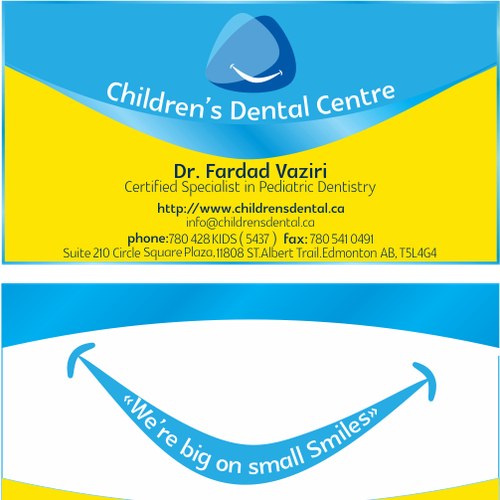 Create a classy, simple and elegant business card for a pediatric dentist Design by mehonydesign.com