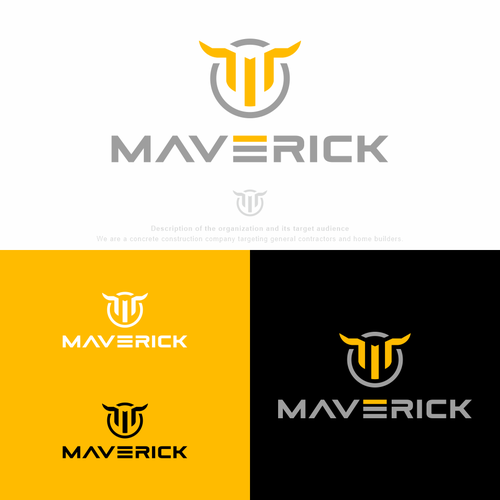 Need a modern abstract bull and M logo for our concrete construction company named Maverick. Design by petar k