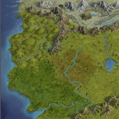 An Overland Fantasy Map For A Fictional World 