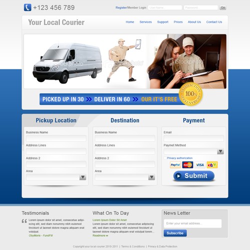 Help Your Local Courier with a new Web Page Design Design by obymoris