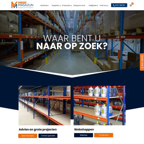 Creative website templates for a leading pallet racks company_ Meermagazijn Design by Technology Wisdom