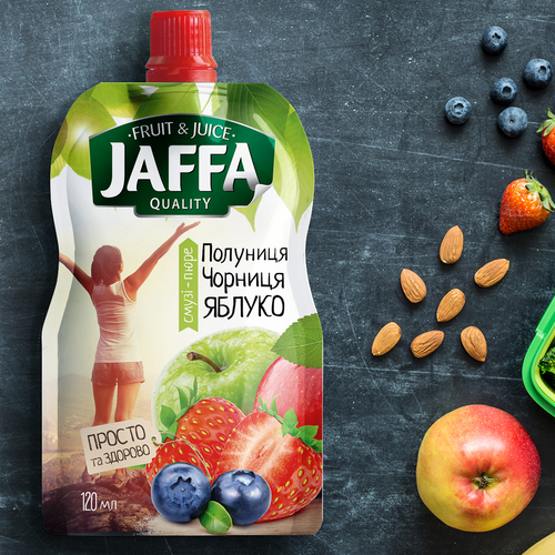 Diseño de Develop Concept Design for Jaffa "Fruit in Pocket" adults’ fruit and berry puree de garryveda.com