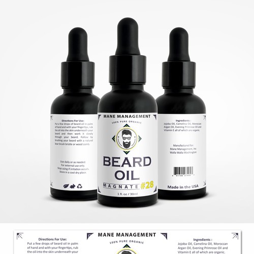 Product Label for Beard Oil Magnate. (not really a magnate...yet ...