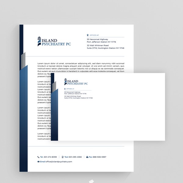 Island Psychiatry PC Letterhead and Envelope Design